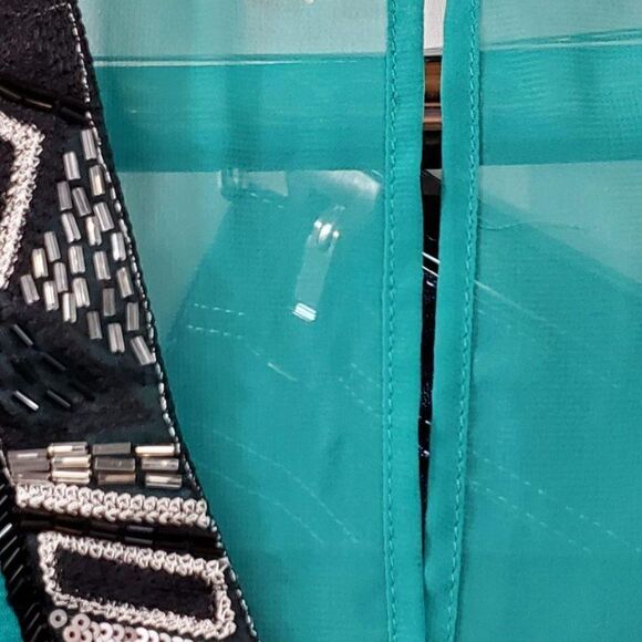 Maurices Studio Y Medium open back V-Neck Sleeveless Blouse Shell Top Embellishe - Picture 3 of 4